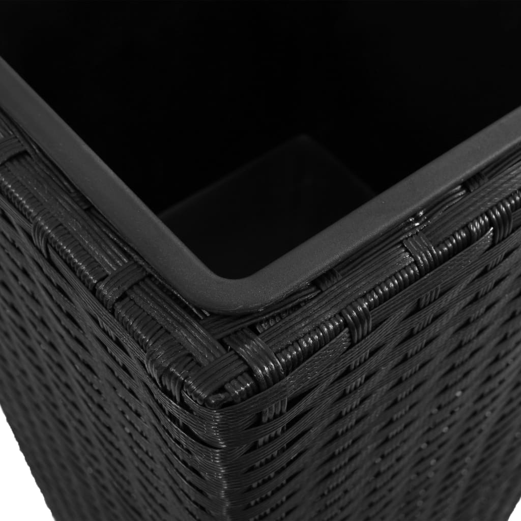 Letti Rialzati da Giardino 3 pz in Polyrattan Nero