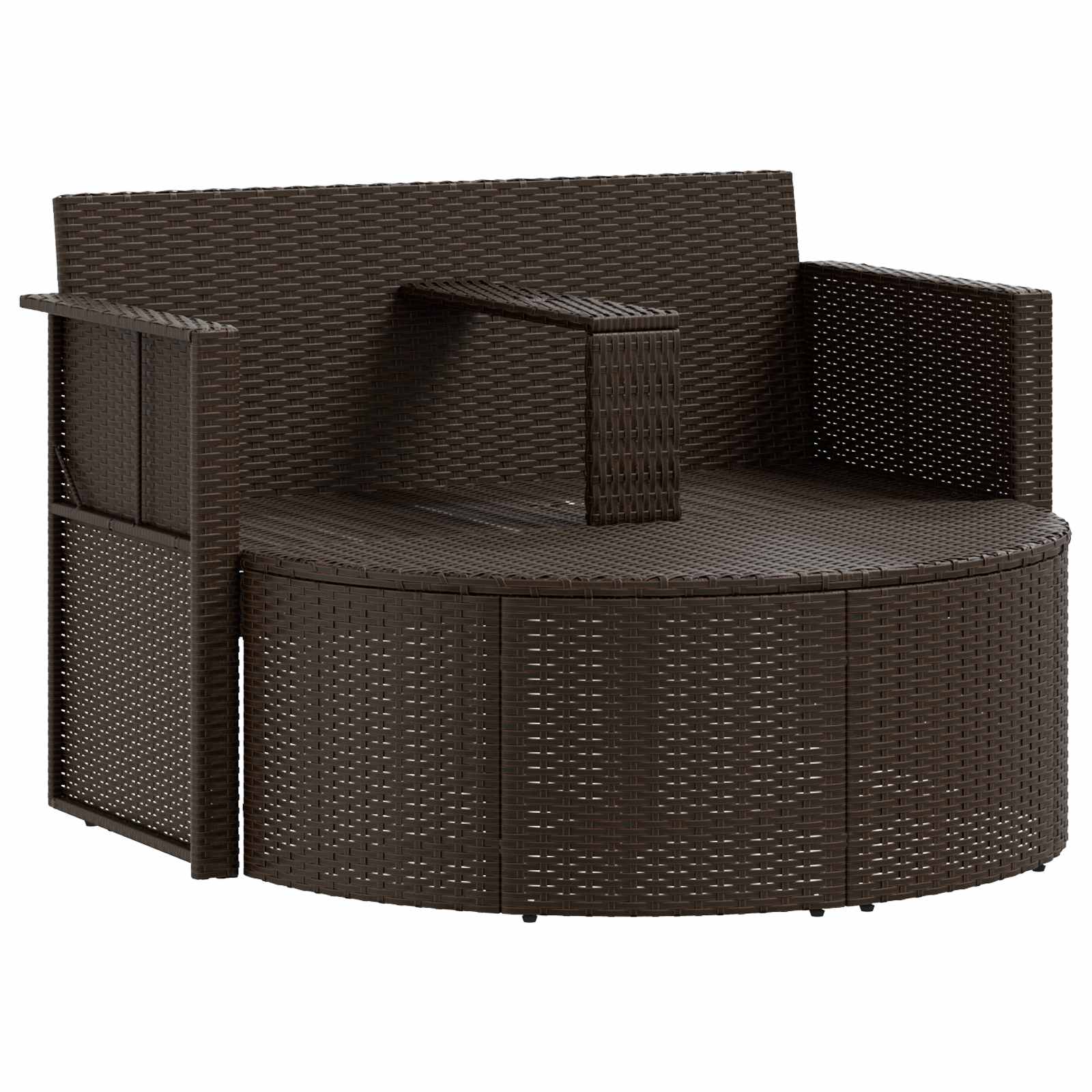Lettino da Giardino con Ombrellone Marrone in Polyrattan