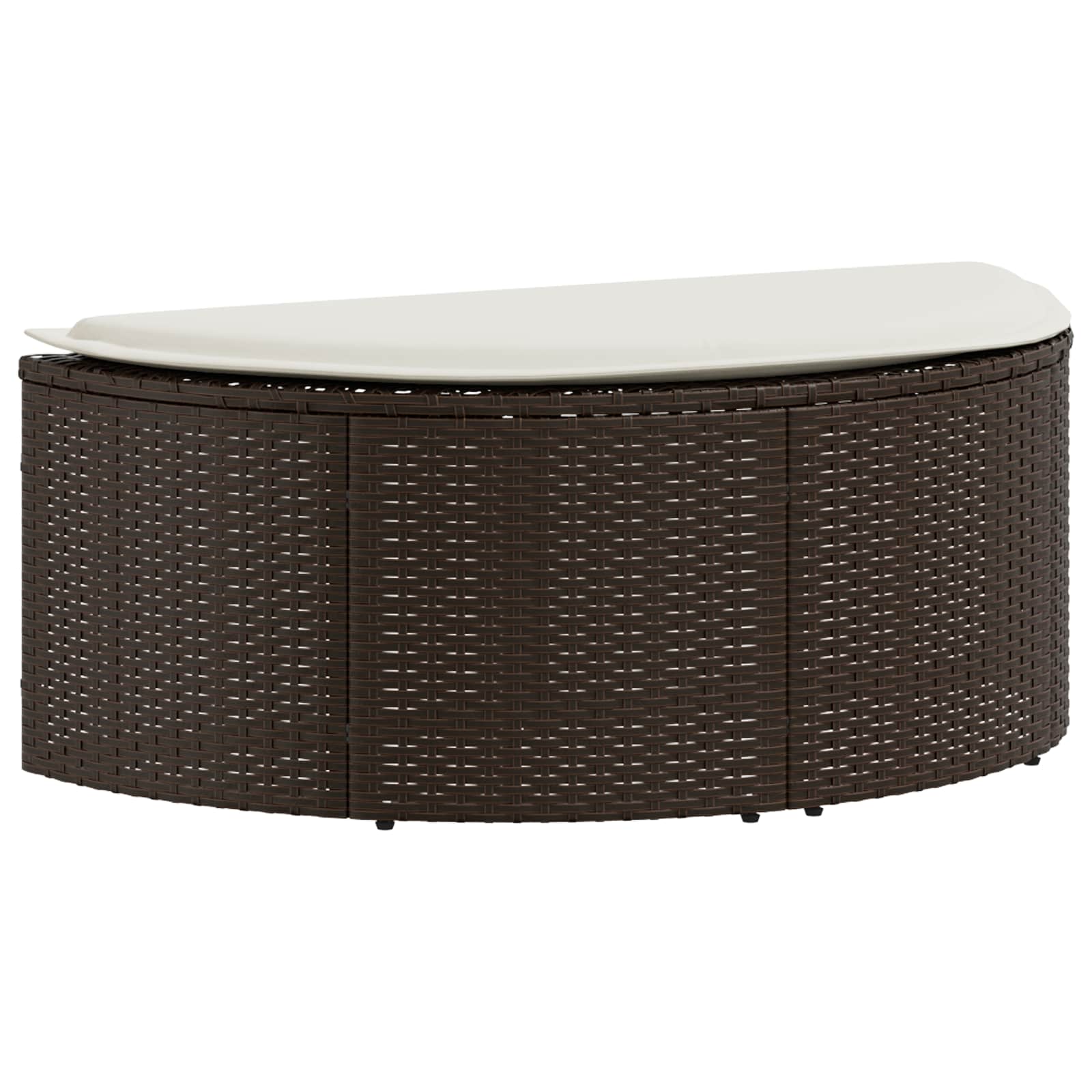 Lettino da Giardino con Ombrellone Marrone in Polyrattan