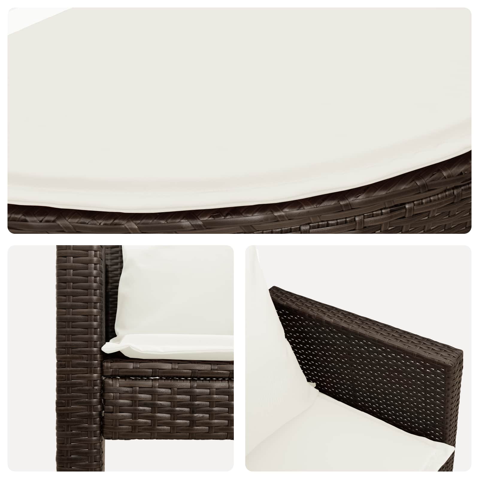 Lettino da Giardino con Ombrellone Marrone in Polyrattan