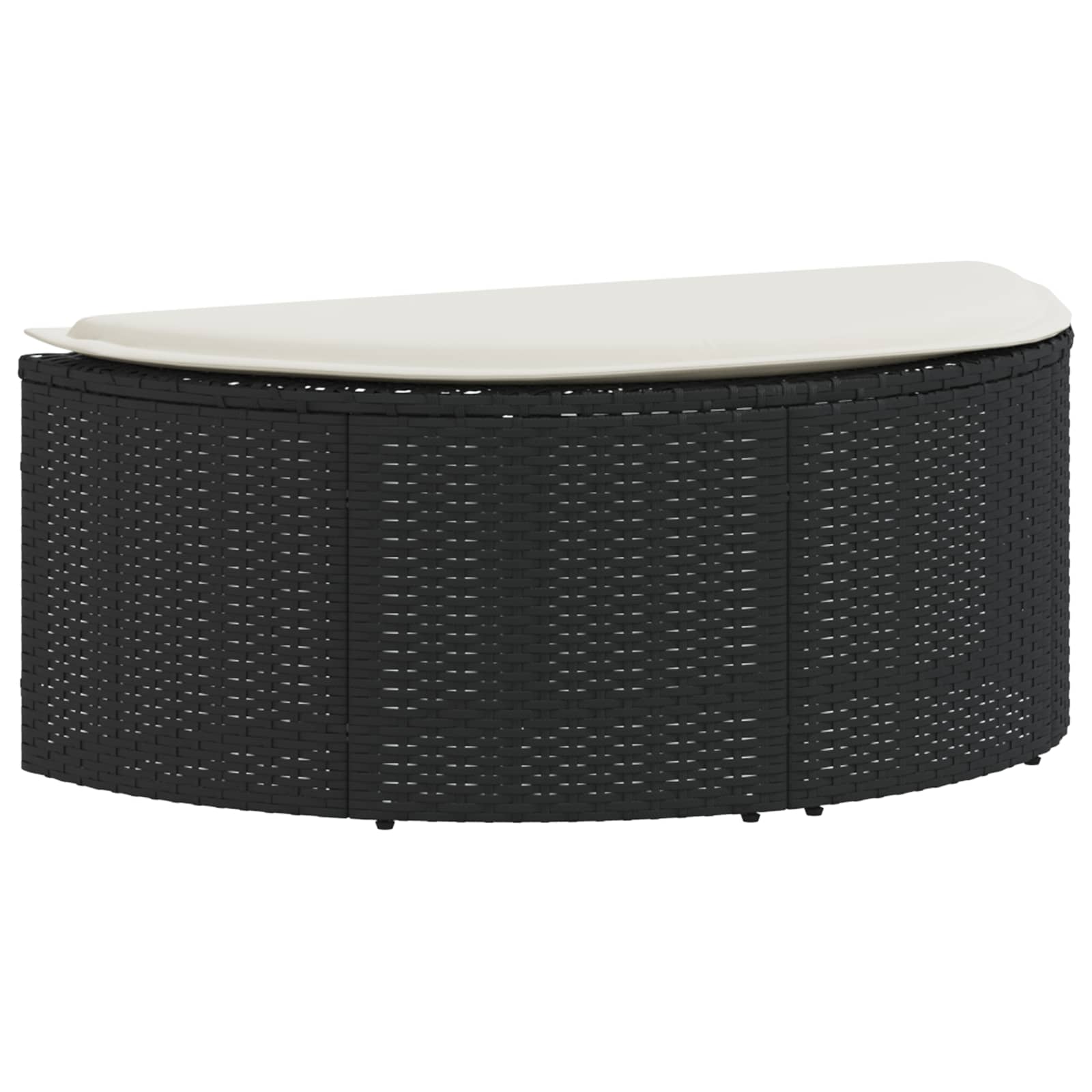 Lettino da Giardino con Ombrellone Nero in Polyrattan