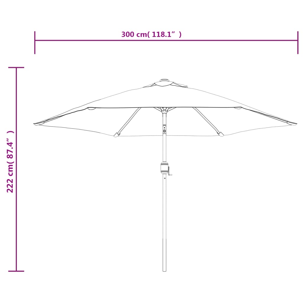 Parasole Bianco Sabbia 3 m con Palo in Acciaio