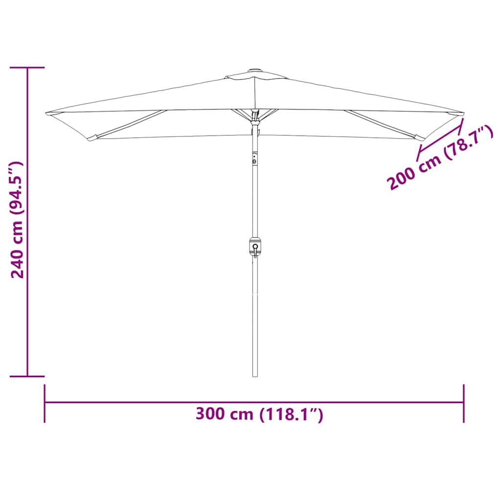 Parasole 200 x 300 cm Bianco Sabbia Rettangolare