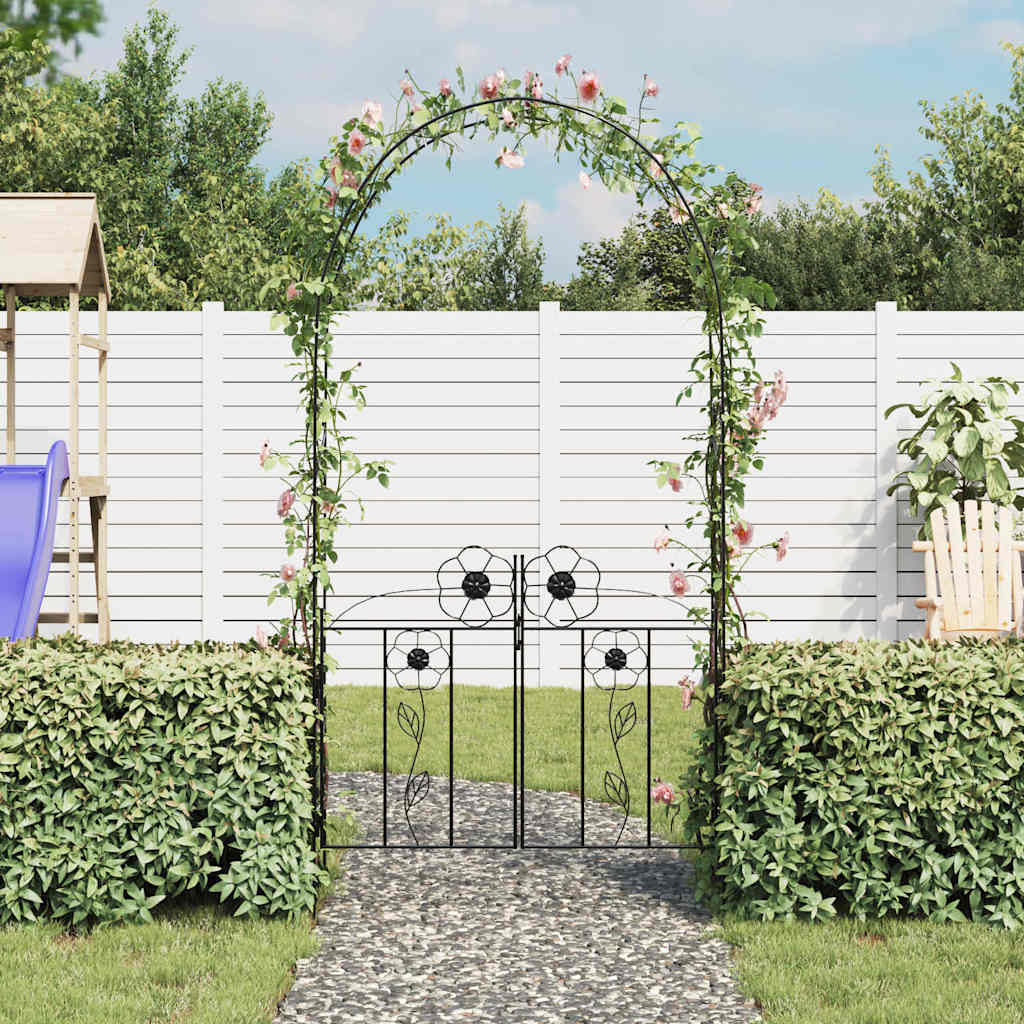 Arco con porta da giardino per piante rampicanti