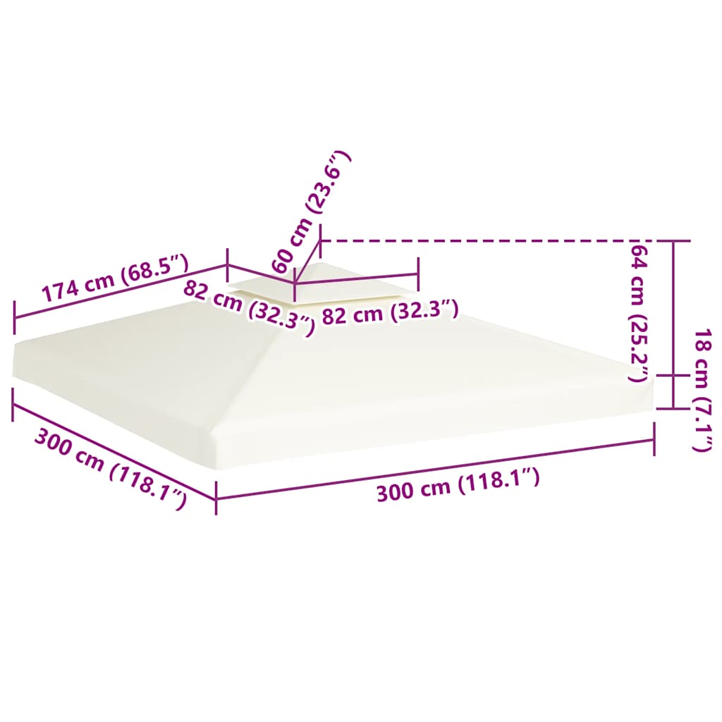 Telo di Ricambio per Gazebo 310g/m² Bianco Crema 3x3m
