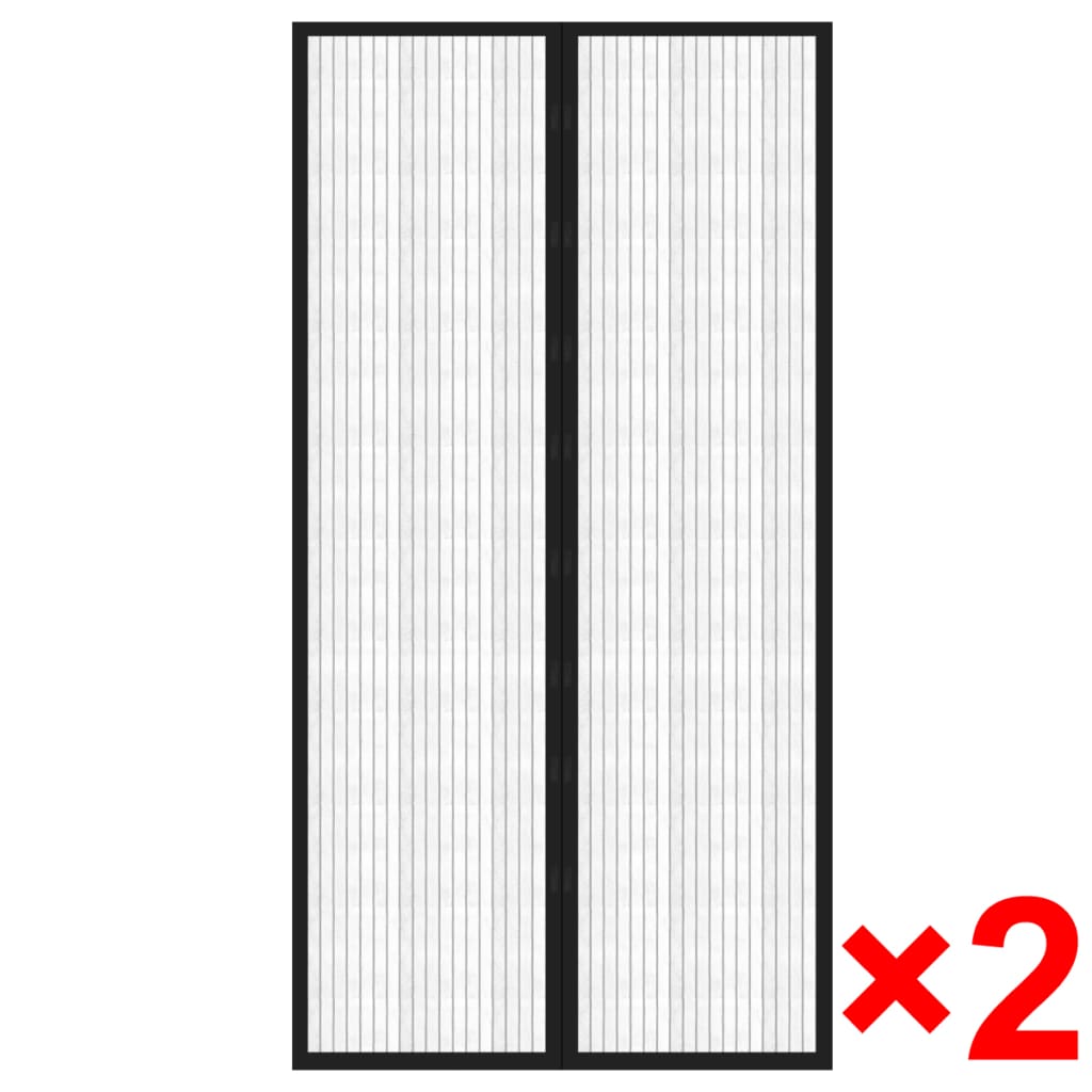 Tende Antimosche per Porta 2 pz 210 x 100 cm 2pz Magneti Nera