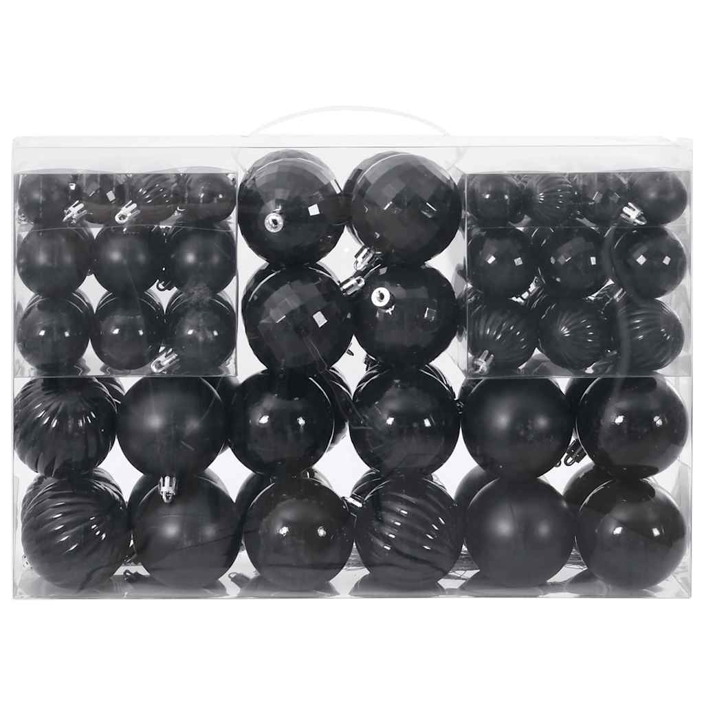 Palline di Natale 100 pz Neri Ø3/4/6 cm