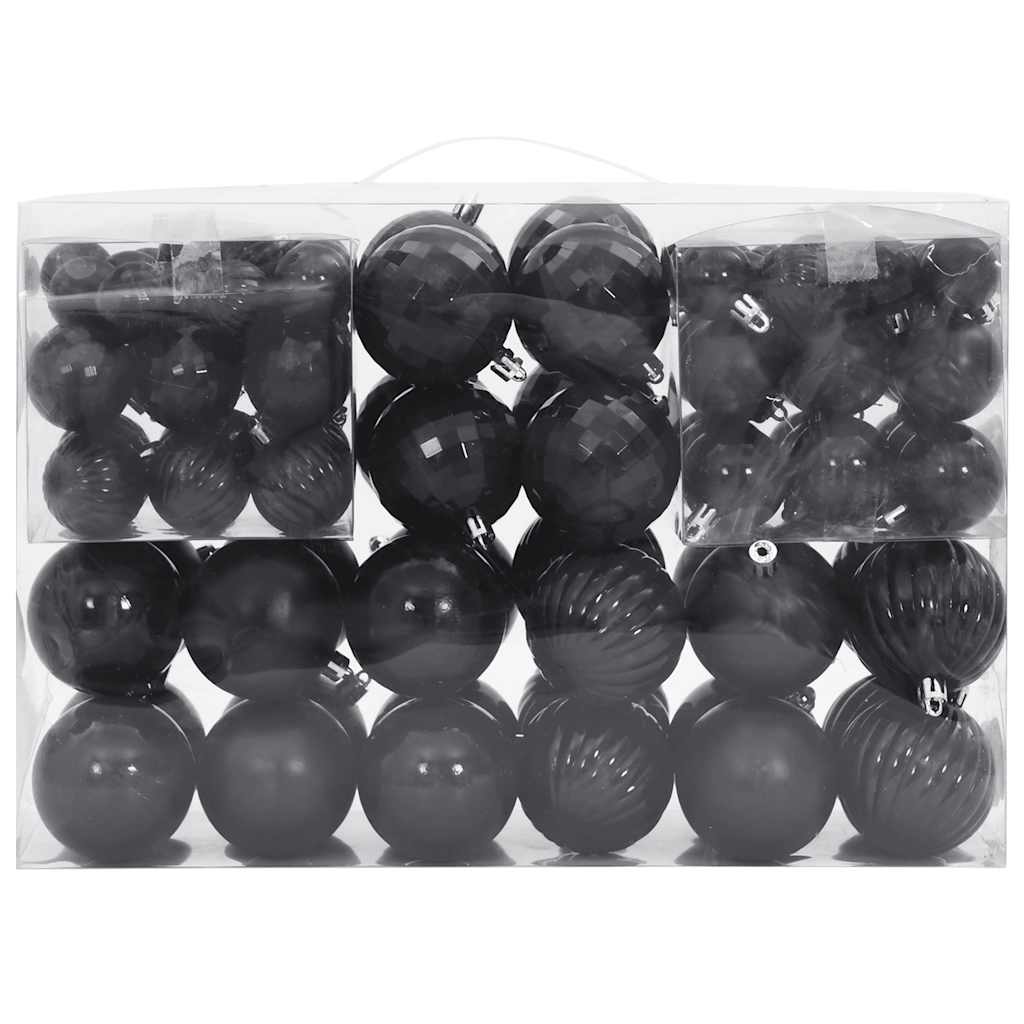Palline di Natale 100 pz Neri Ø3/4/6 cm