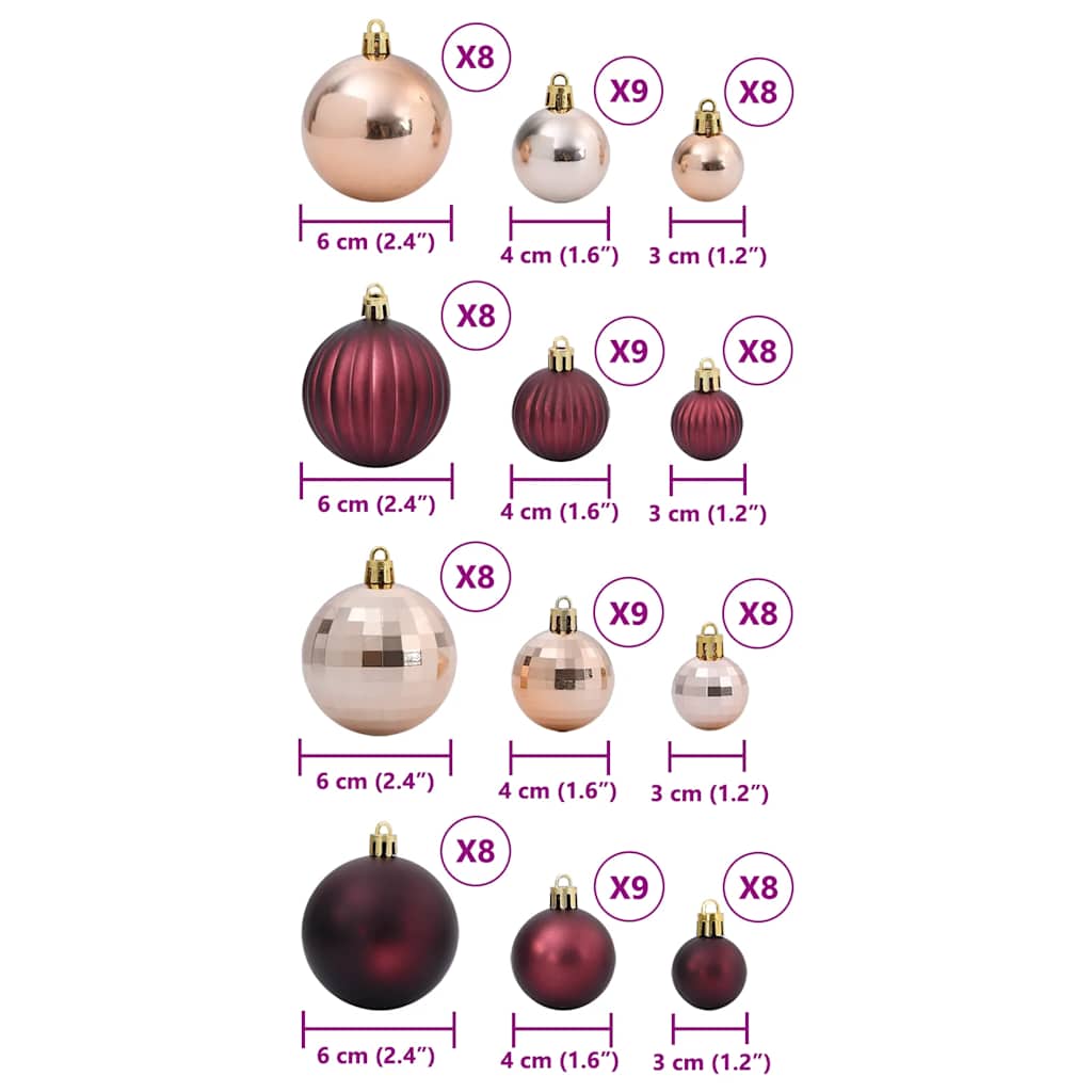 Palline di Natale 100 pz Champagne e Marrone Scuro Ø3/4/6 cm