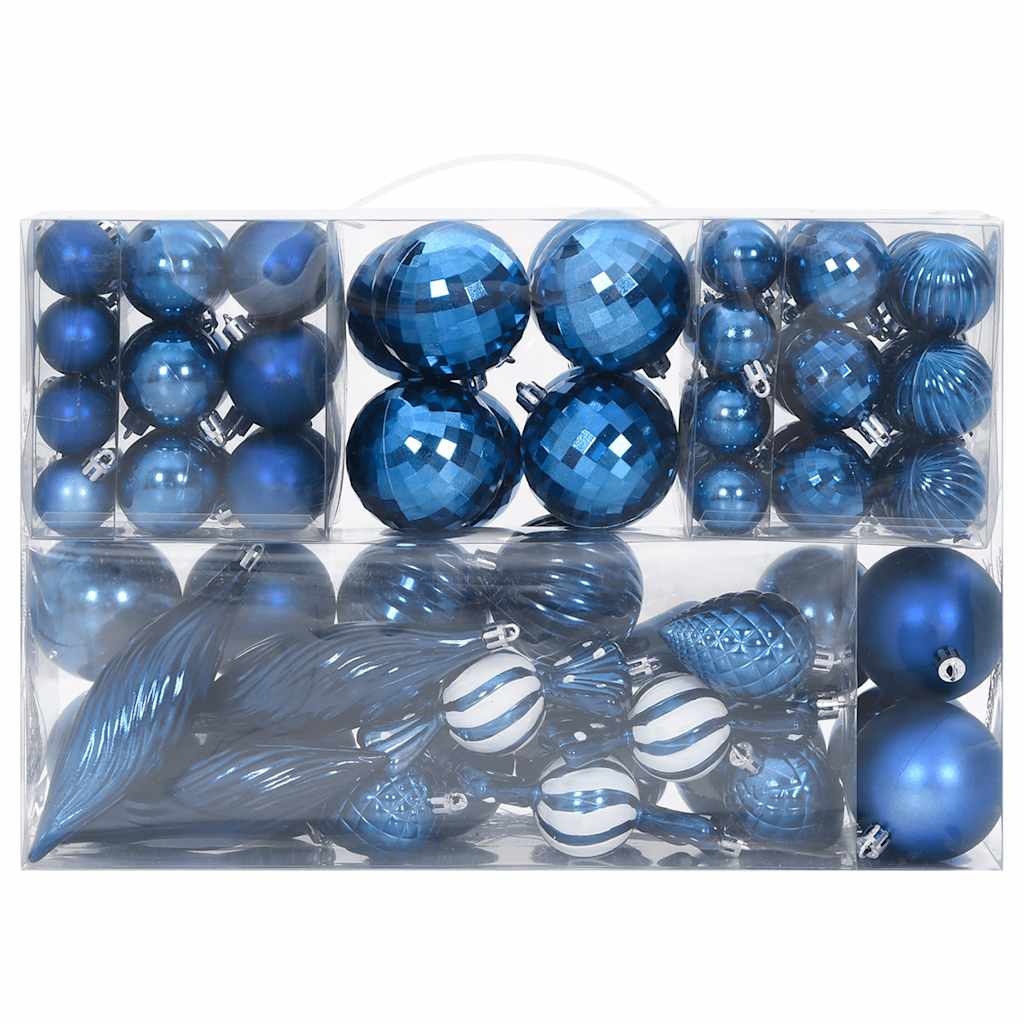 Palline di Natale 98 pz Blu Ø3/4/6 cm