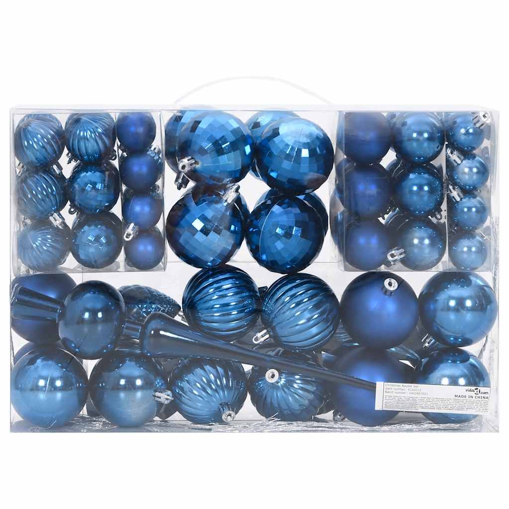 Palline di Natale 98 pz Blu Ø3/4/6 cm