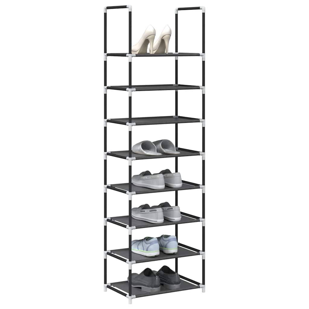 Scarpiera 8 Ripiani Nera 44x28x145 cm in Tessuto Non Tessuto