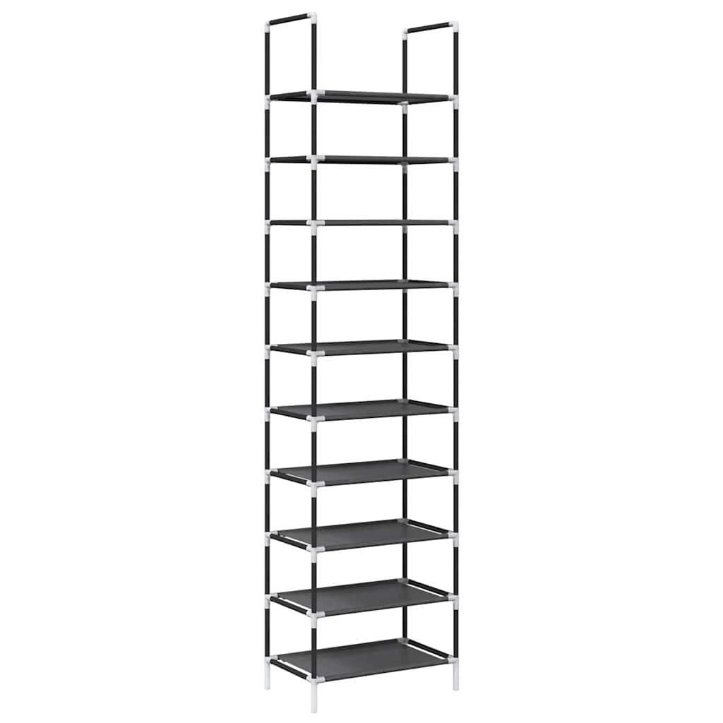 Scarpiera 10 Ripiani Nera 44x28x180 cm in Tessuto Non Tessuto