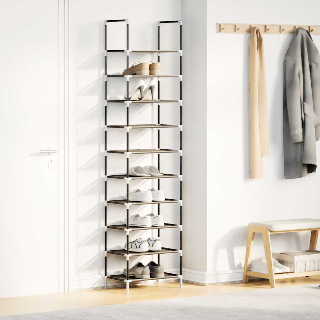 Scarpiera 10 Ripiani Nera 44x28x180 cm in Tessuto Non Tessuto