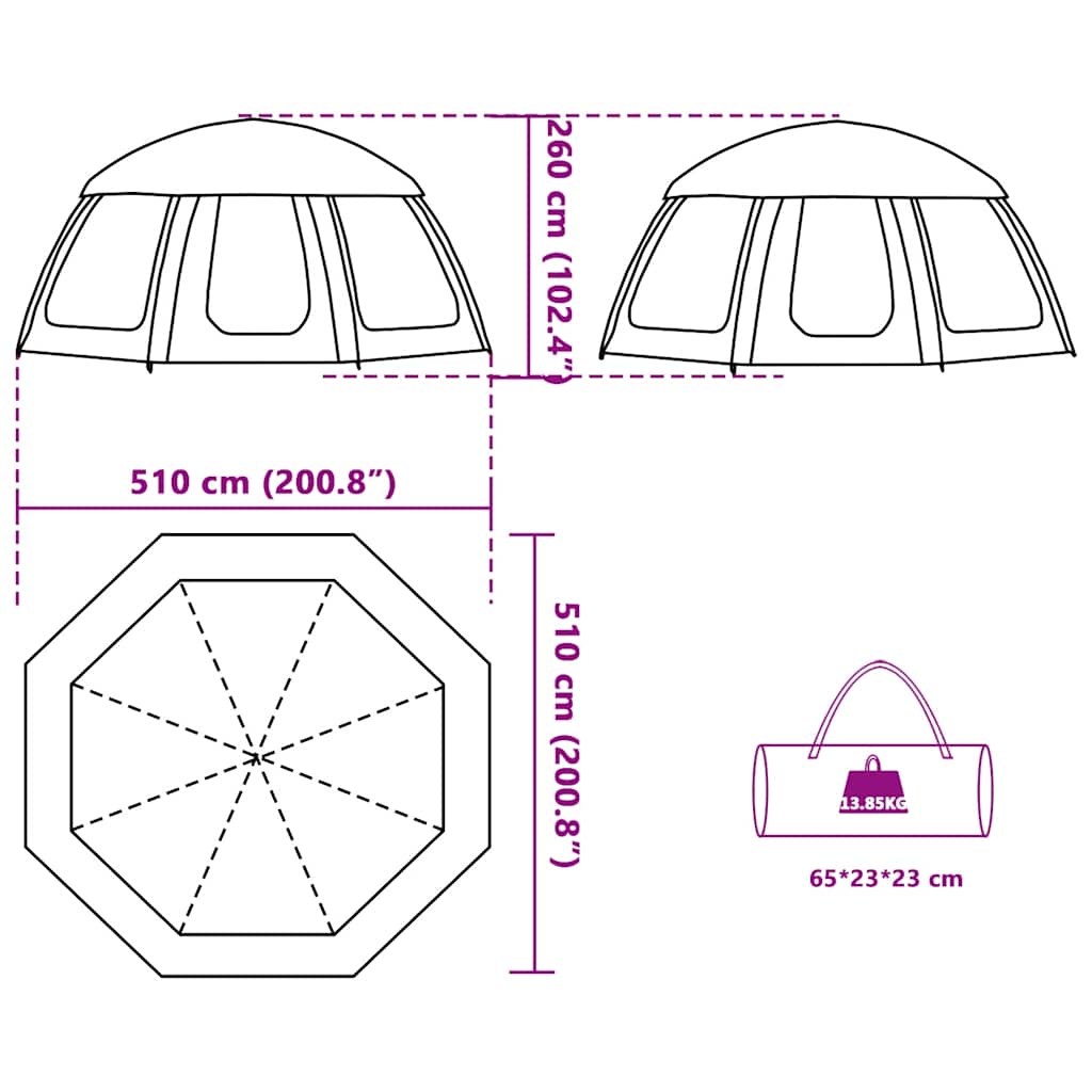 Tenda da piscina con Patta Rimovibile&Pareti in Rete 510x510 cm