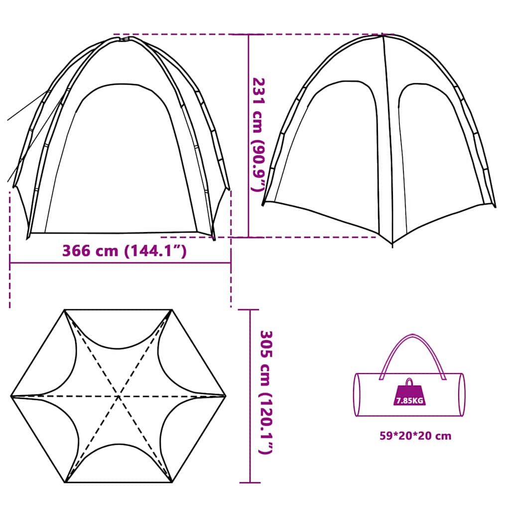Tenda da Piscina 366 x 305 x 231 cm Poliestere e fibra di vetro