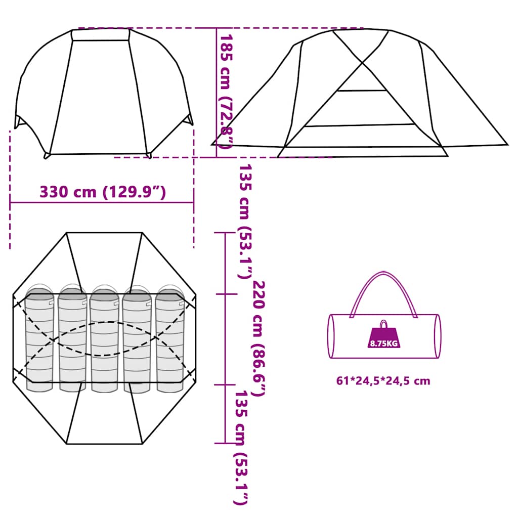 Tenda da Pesca per 5 Persone Mimetica Impermeabile