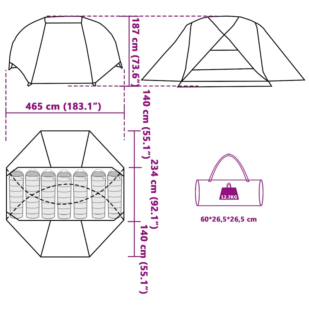 Tenda da pesca 514 x 465 x 187 cm Poliestere e fibra di vetro