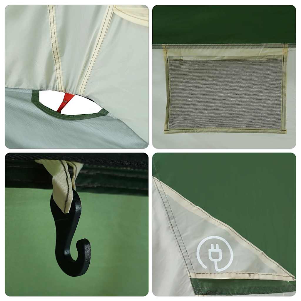 Tenda da Campeggio a Cabina per 4 Persone Verde Impermeabile