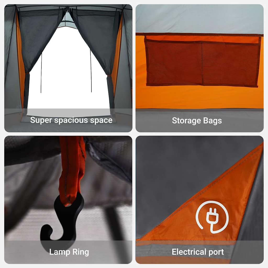 Tenda Familiare 6 persona Grigio e arancione