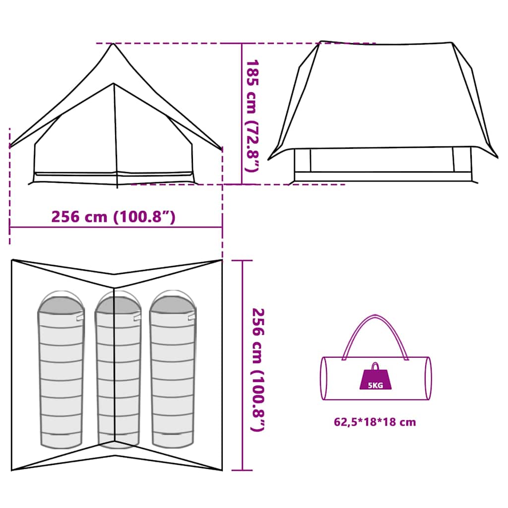 Tenda Familiare 256 x 256 x 185 cm Poliestere e fibra di vetro