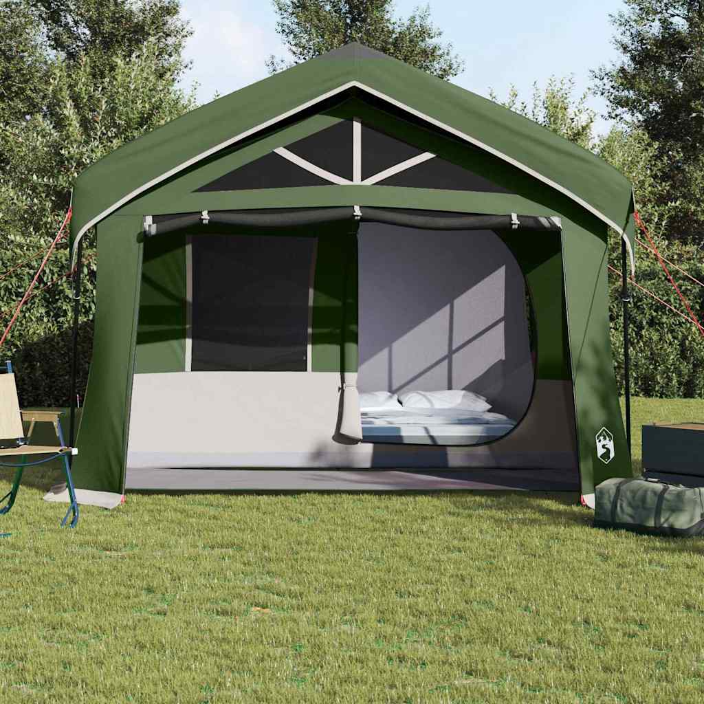 Tenda Familiare 620 x 322 x 240 cm Poliestere Verde e Bianco