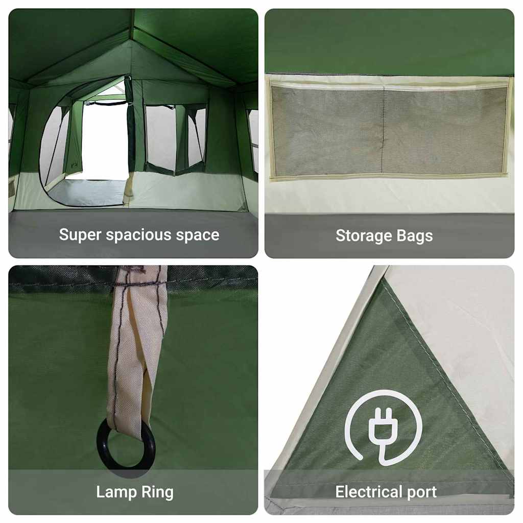 Tenda Familiare 620 x 322 x 240 cm Poliestere Verde e Bianco