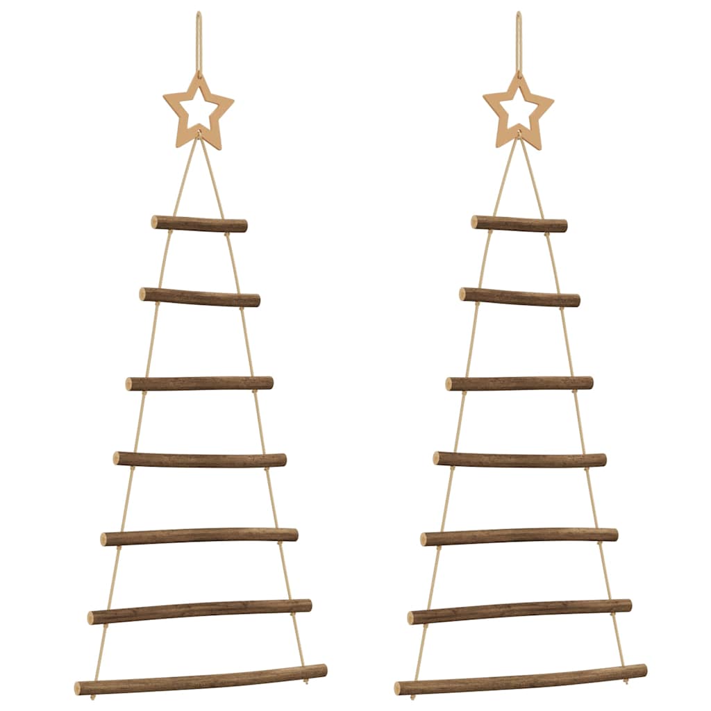 Alberi di Natale sospesi con stelle in alto 2 pz 42x90 cm Ramo naturale