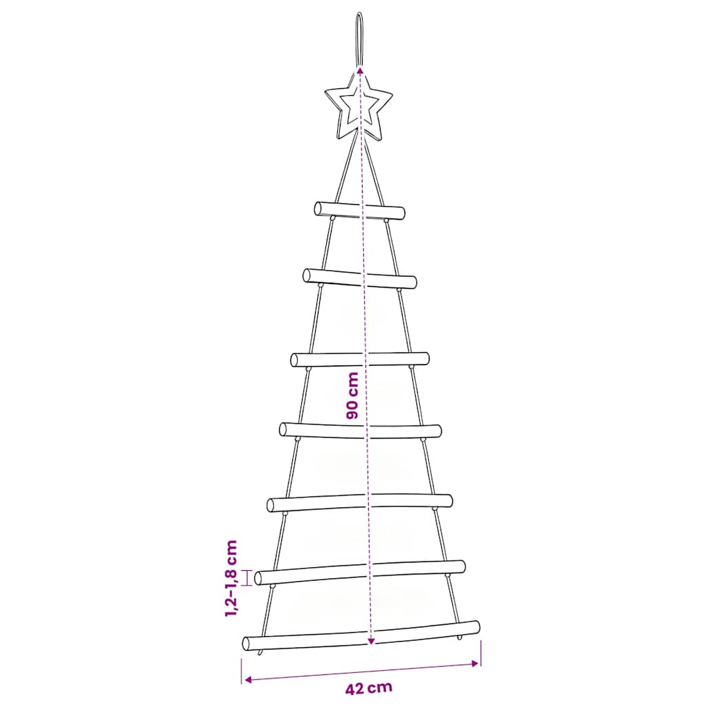 Alberi di Natale sospesi con stelle in alto 2 pz 42x90 cm Ramo naturale