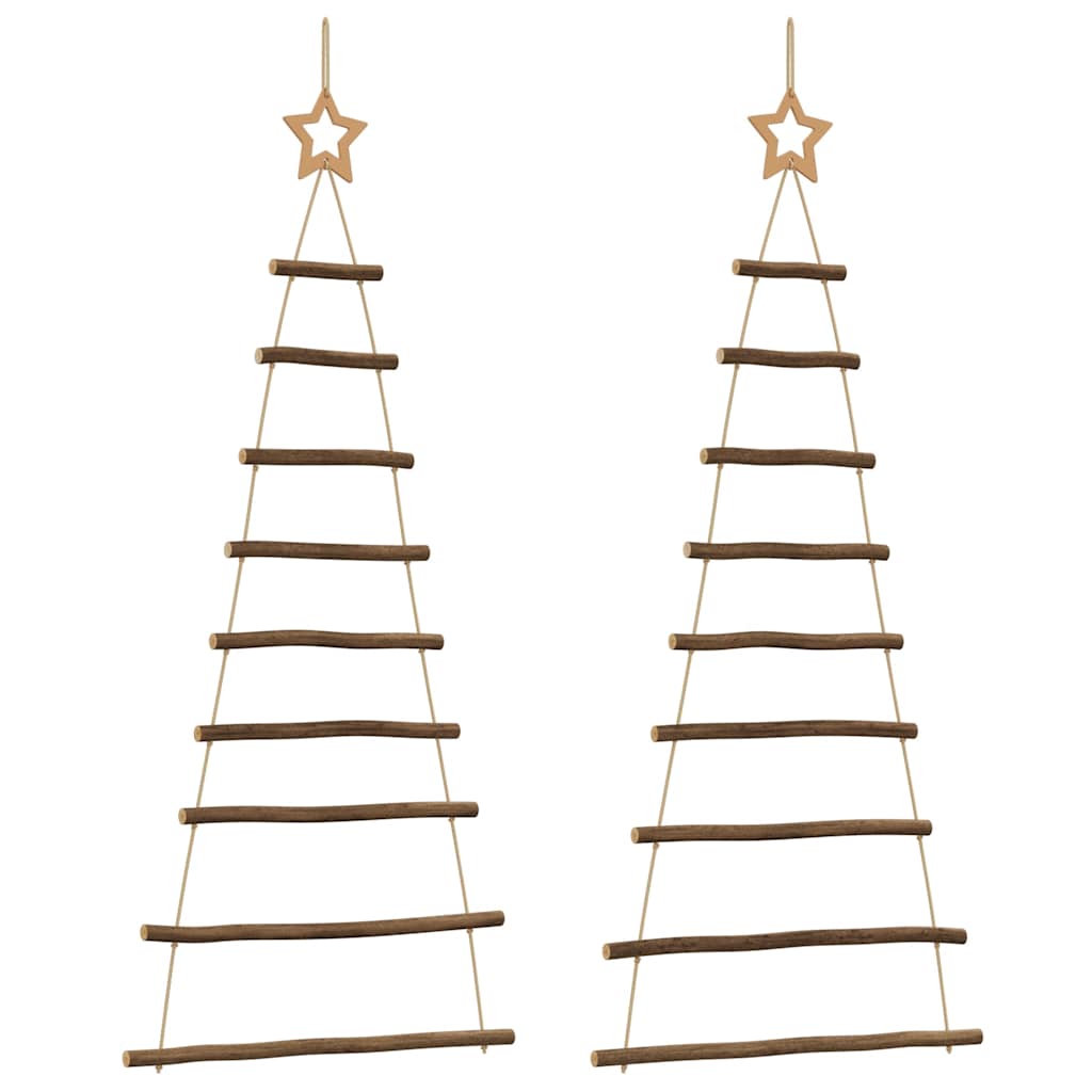 Alberi di Natale sospesi con stelle in alto 2 pz 55x120 cm Ramo naturale