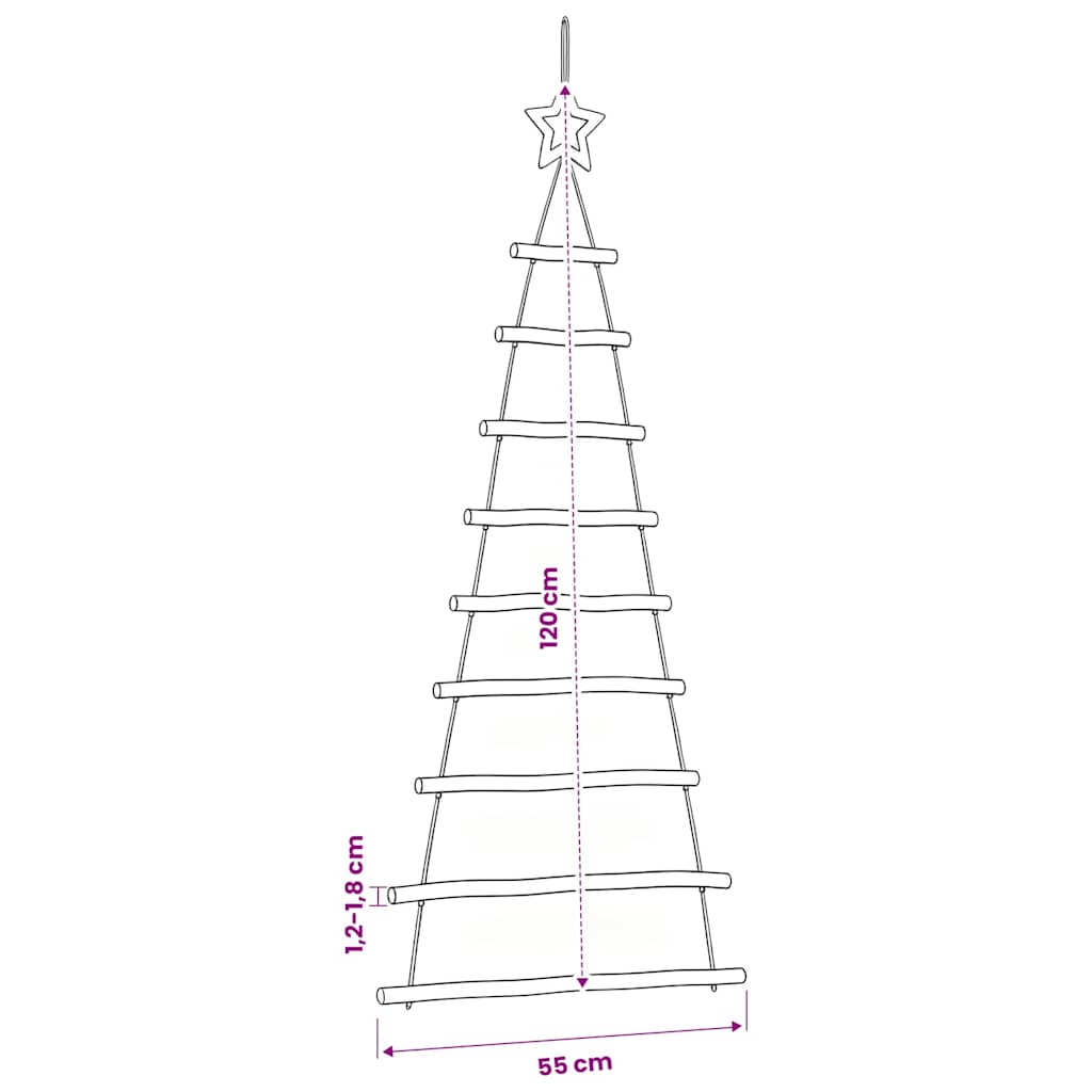 Alberi di Natale sospesi con stelle alto 2 pz 55x120 cm
