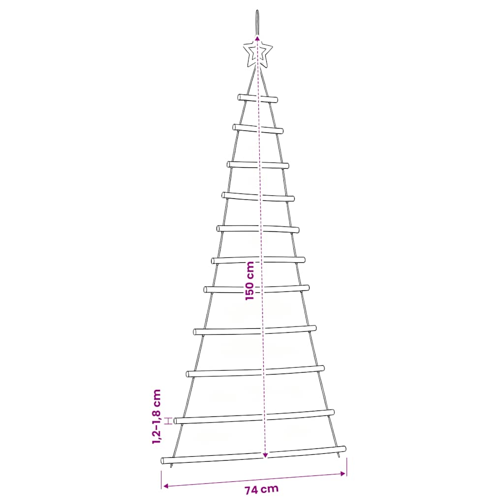 Albero di Natale sospeso con stella superiore 74x150 cm Ramo naturale