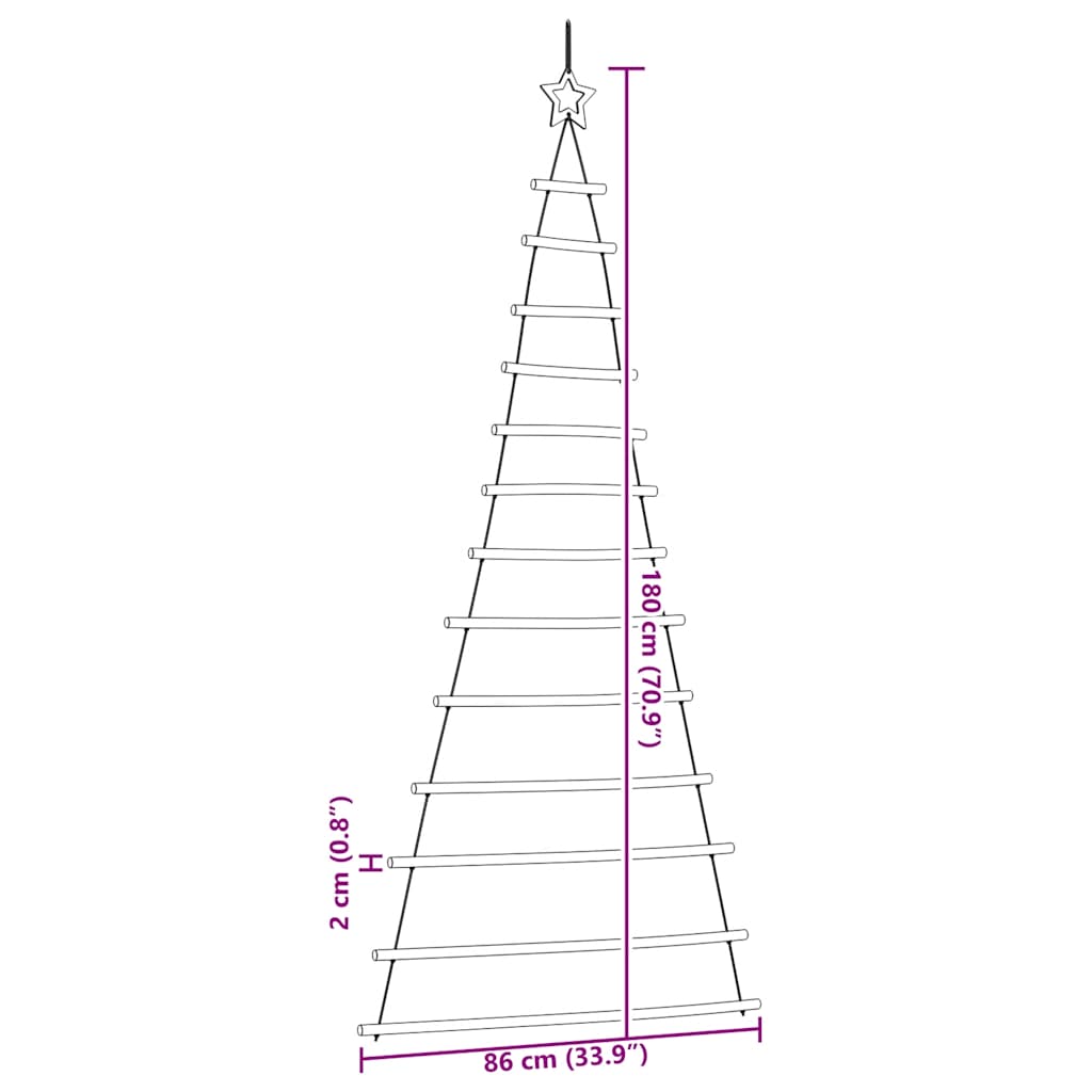 Albero di Natale sospeso con stella superiore 86x180 cm Ramo naturale