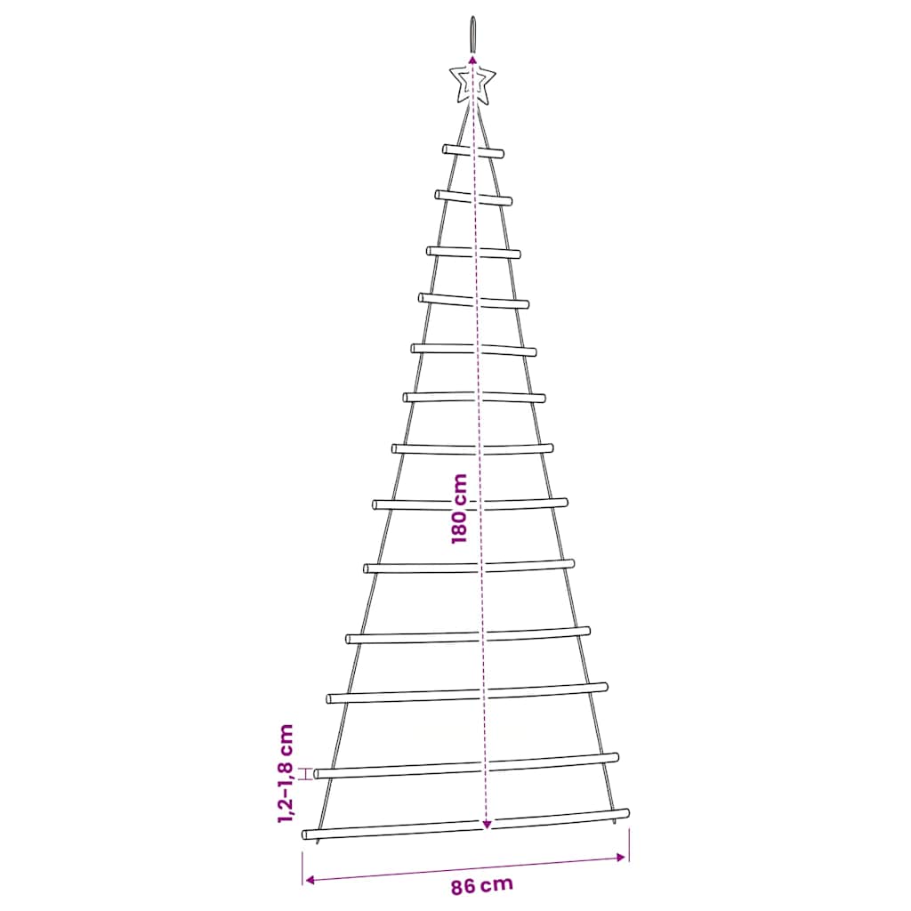 Albero di Natale sospeso con stella superiore 86x180 cm