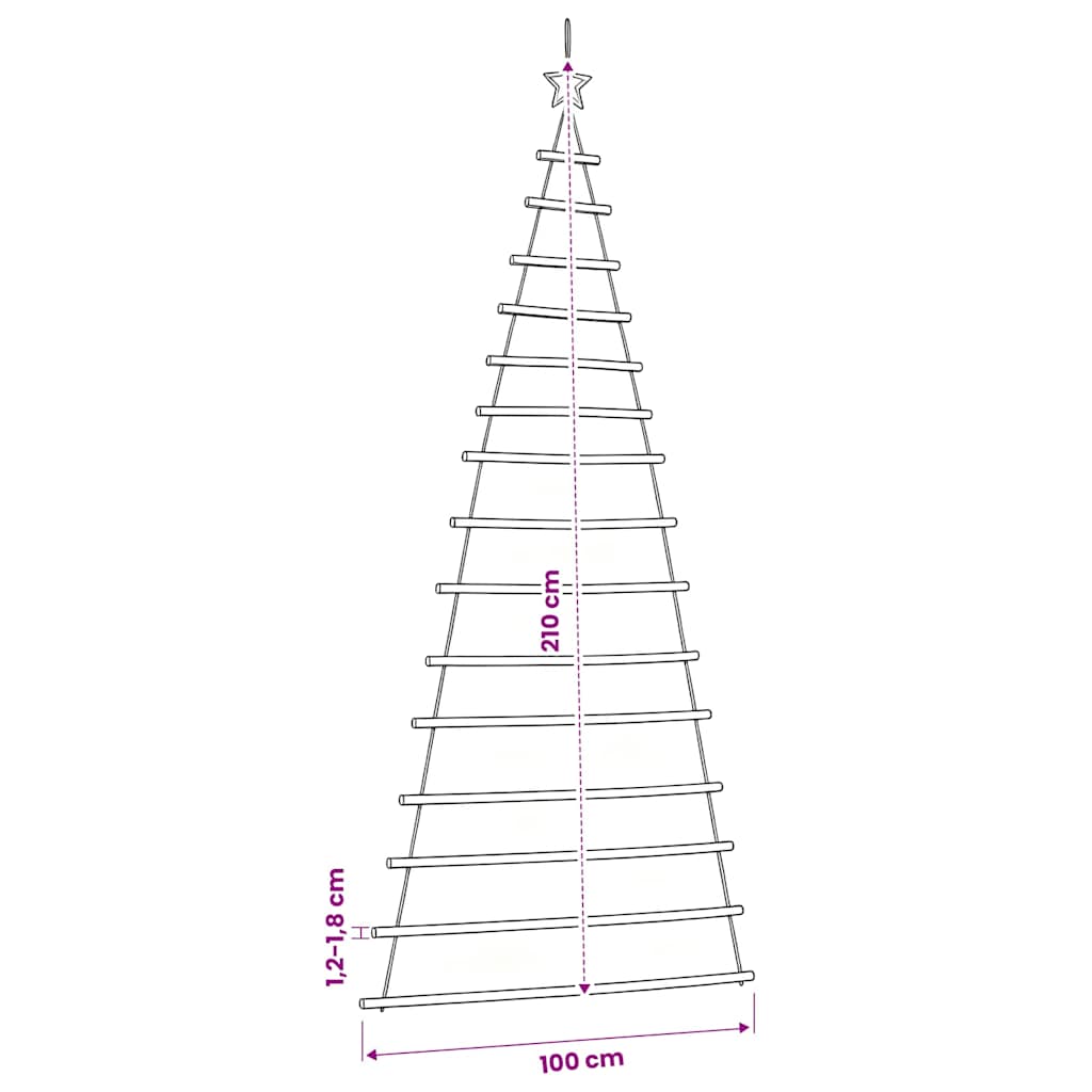 Albero di Natale sospeso con stella superiore 100x210 cm Ramo naturale