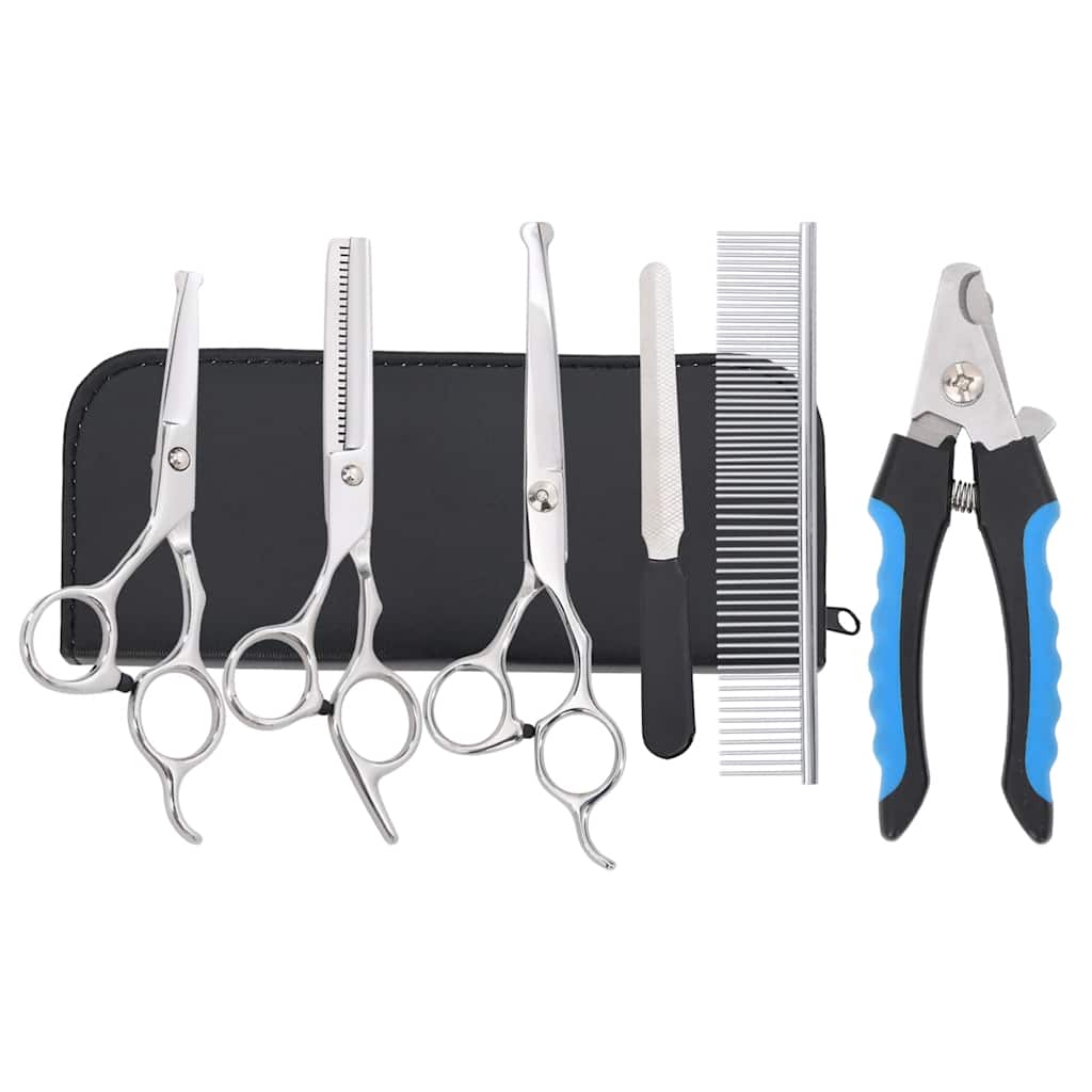 Set Forbici da Toelettatura Cani 6 pz in Acciaio Inossidabile