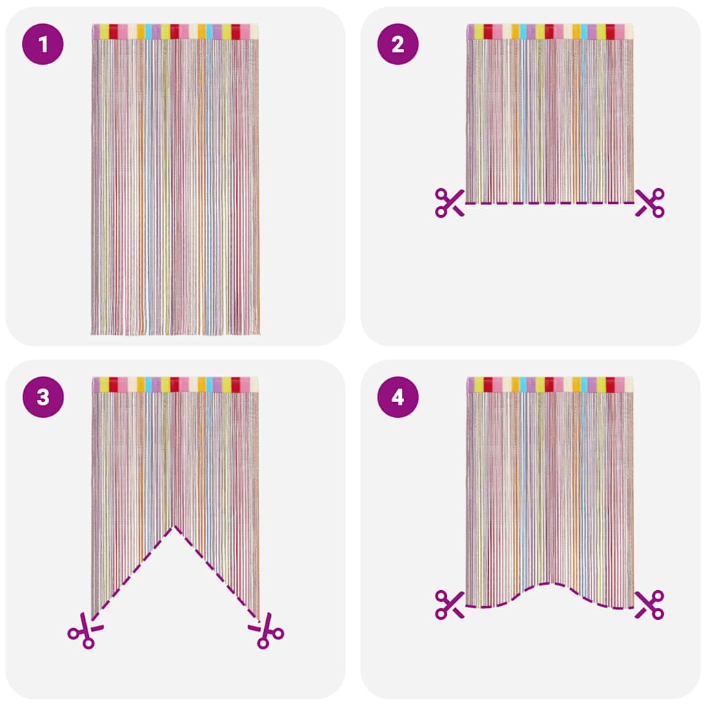 Tende a Filo 2 pz Multicolore 100x250 cm