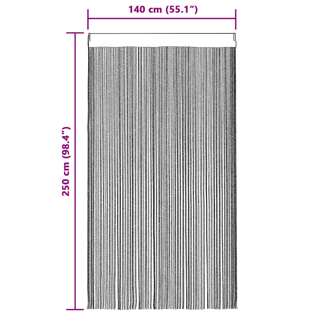 Tende a fili 2 pz Antracite 140x250 cm