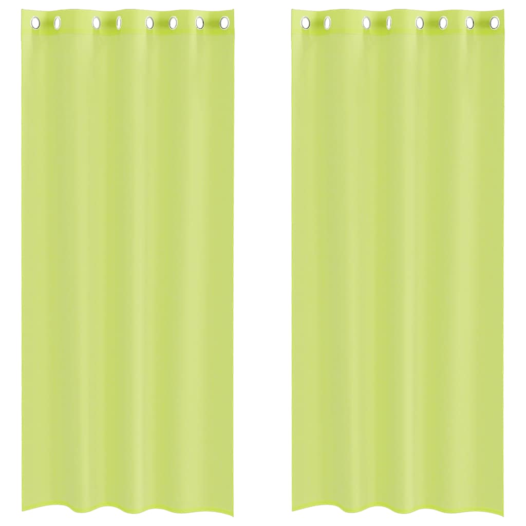 Tende in Voile con Occhielli 2 pz Verde Mela 140x225 cm