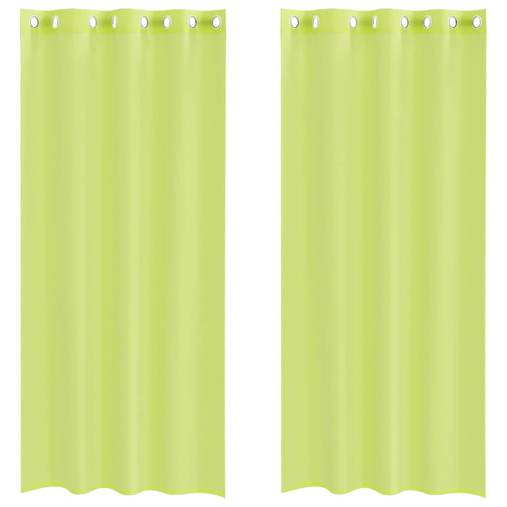 Tende in Voile con Occhielli 2 pz Verde Mela 140x245 cm