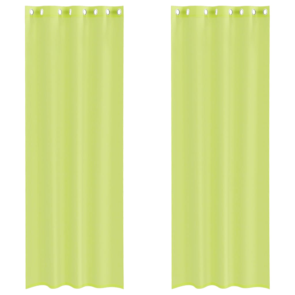 Tende in Voile con Occhielli 2 pz Verde Mela 140x260 cm