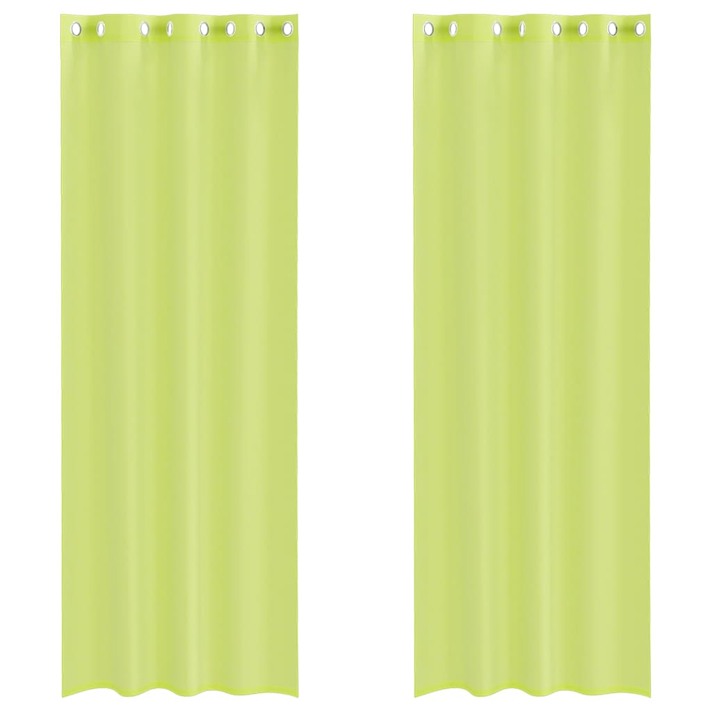 Tende in Voile con Occhielli 2 pz Verde Mela 140x300 cm