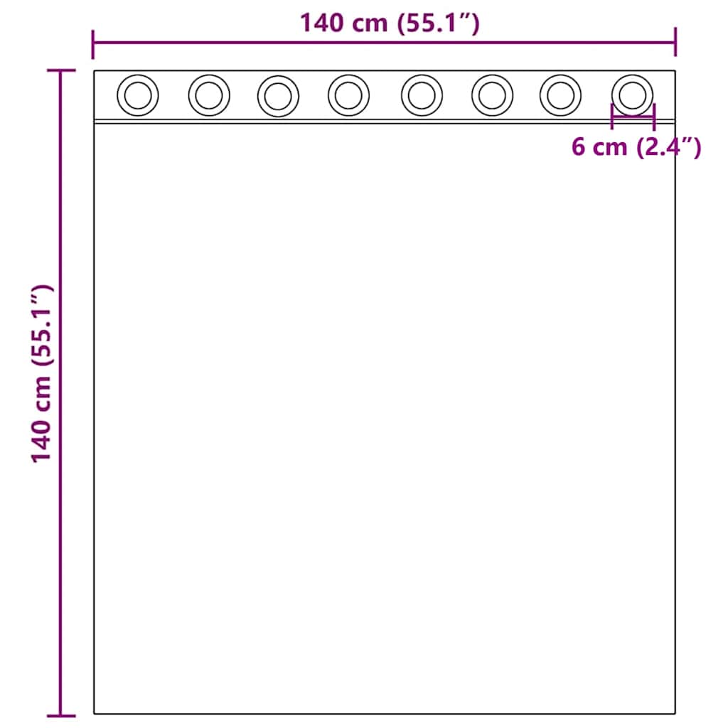 Tende in Voile con Occhielli 2 pz Nero 140x140 cm