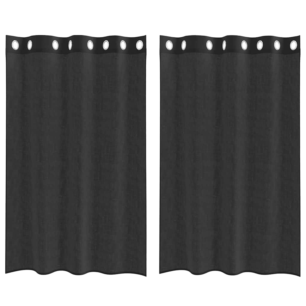 Tende in Voile con Occhielli 2 pz Nero 140x175 cm