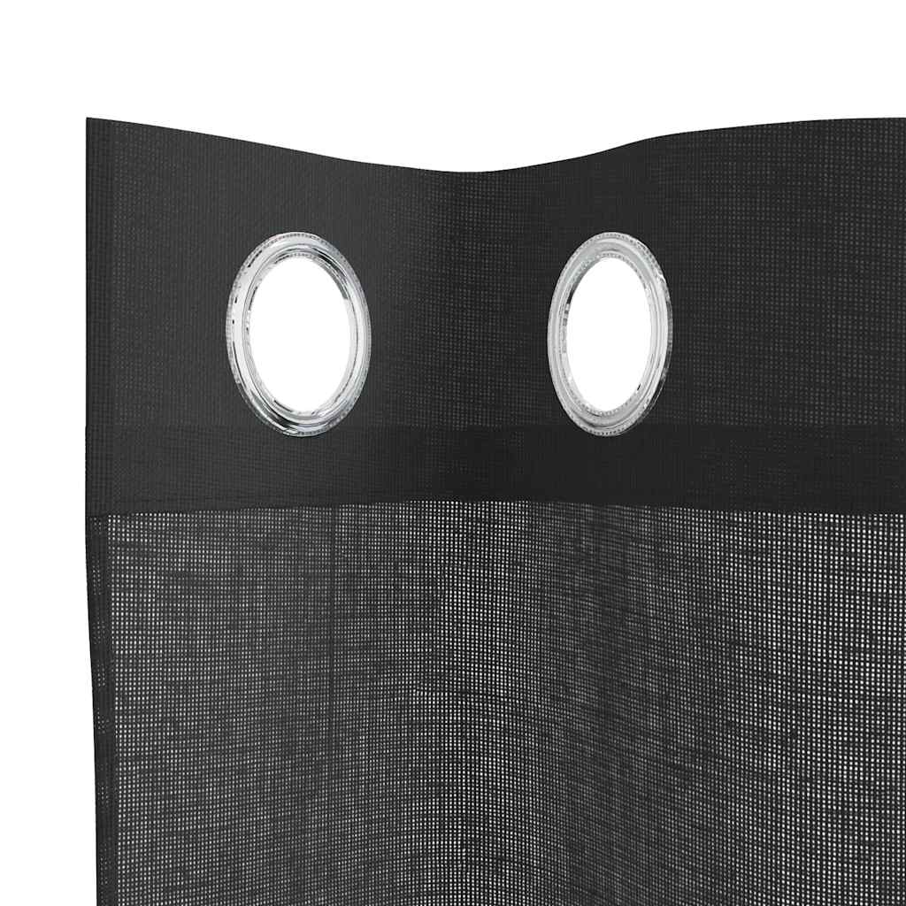 Tende in Voile con Occhielli 2 pz Nero 140x175 cm