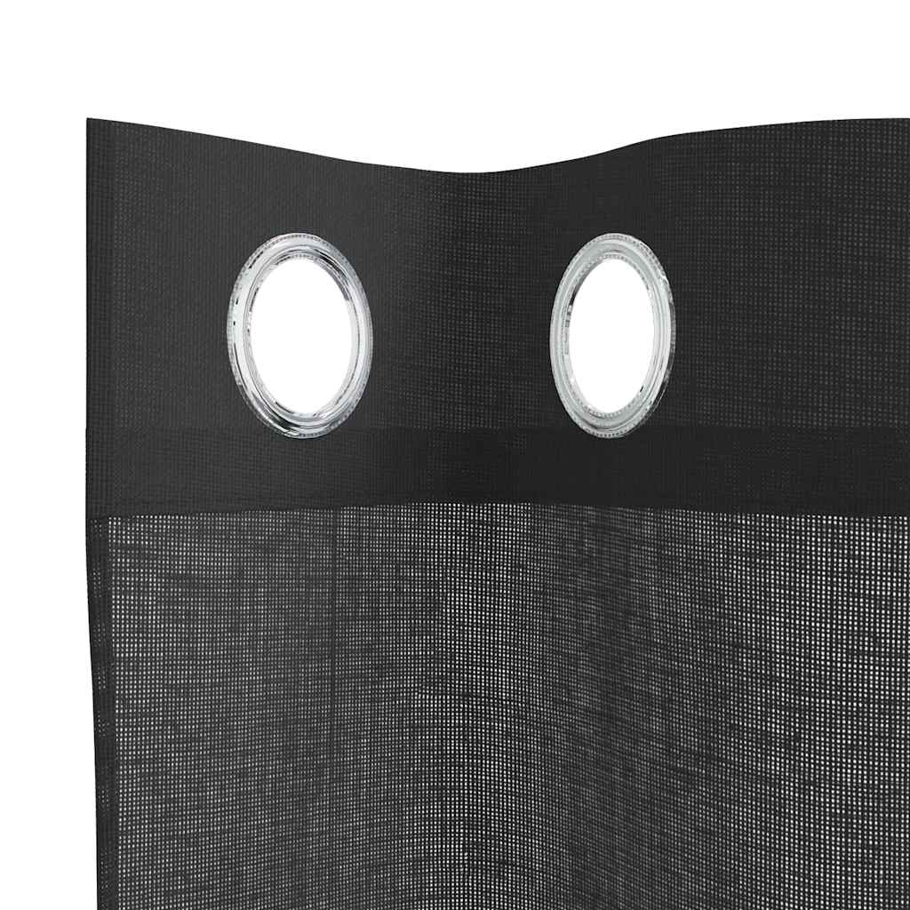 Tende in Voile con Occhielli 2 pz Nero 140x260 cm