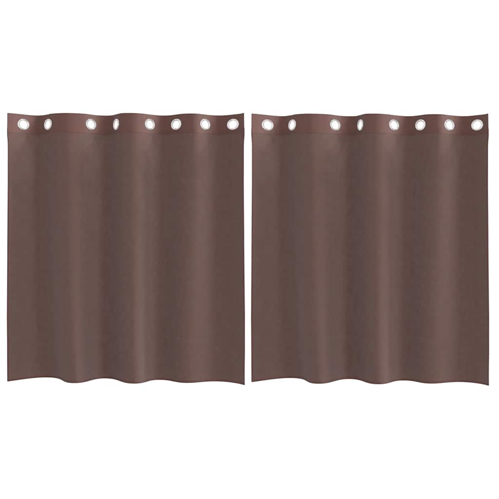 Tende in Voile con Occhielli 2 pz Marrone 140x140 cm