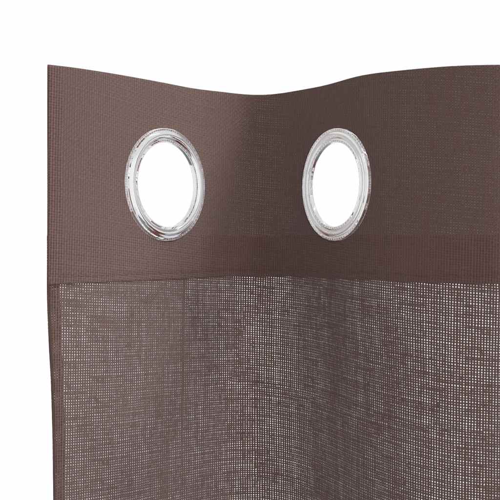 Tende in Voile con Occhielli 2 pz Marrone 140x140 cm