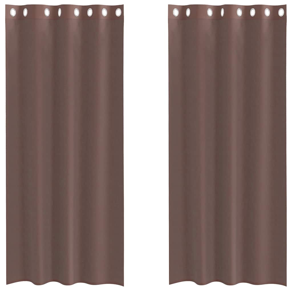 Tende in Voile con Occhielli 2 pz Marrone 140x225 cm