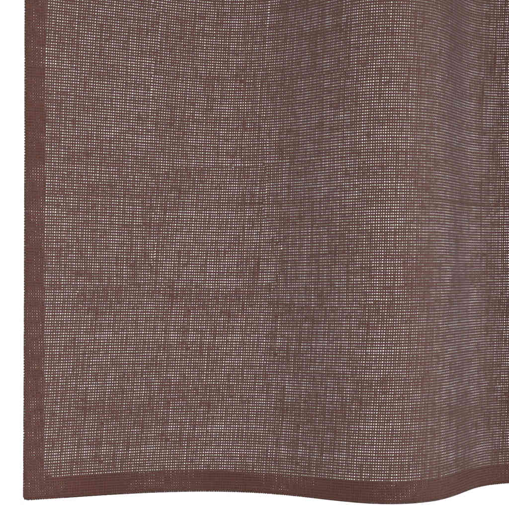 Tende in Voile con Occhielli 2 pz Marrone 140x225 cm